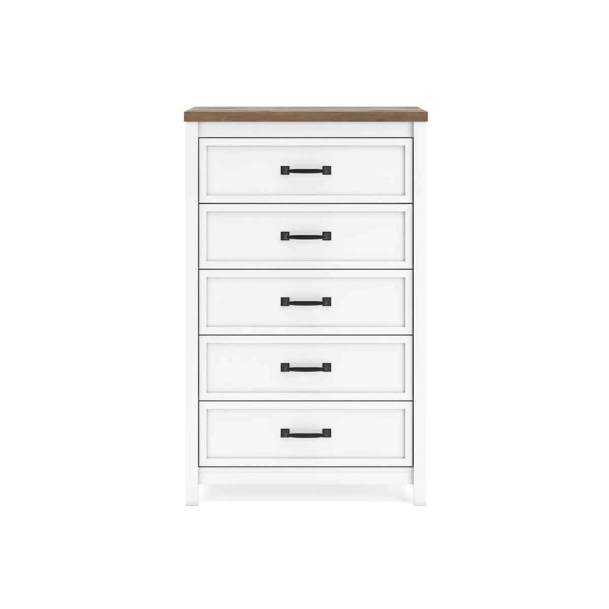 Kerisden Five Drawer Chest | 31.14 x 15.63 x 50.28 in | Engineered Wood & Mdf | White / Brown
