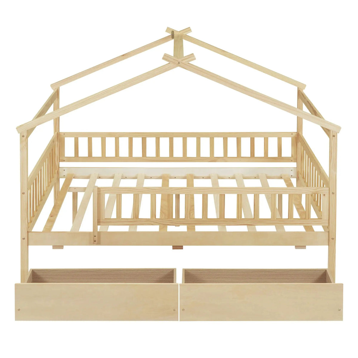 Kids House Bed With 2 Drawers | Sky Roof Design | Classic House Shape | 62.9 Inch Height