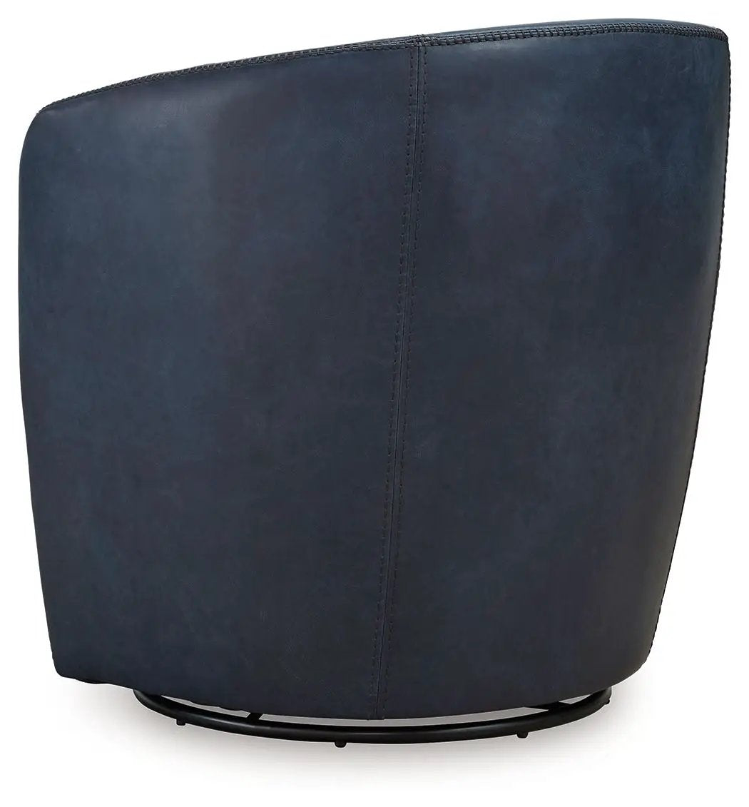 Kierreys Swivel Accent Chair | Supple Leather | Barrel Back | 31.63 Inch Height