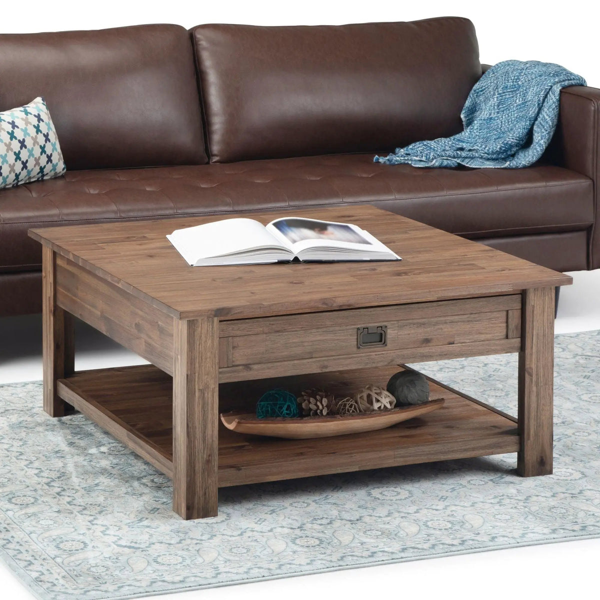Monroe Handcrafted Side Table | Solid Acacia Hardwood | NC Lacquer Finish | 38 Inch Square