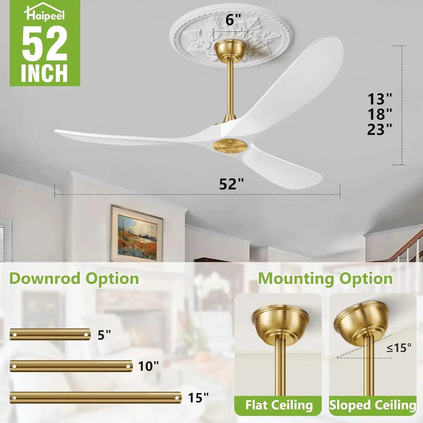 52 Inch Ceiling Fan With Remote DC Motor Indoor Outdoor Use from PriceLows™