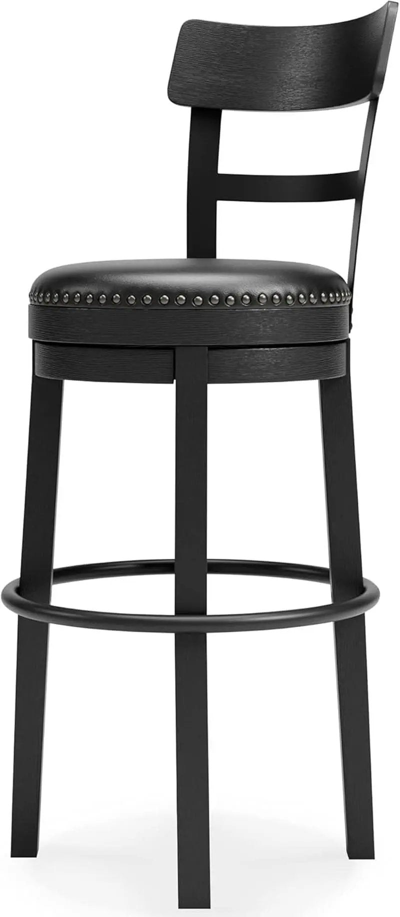 Valebeck 30.38 Black Upholstered Pub Height Swivel Barstool from PriceLows™