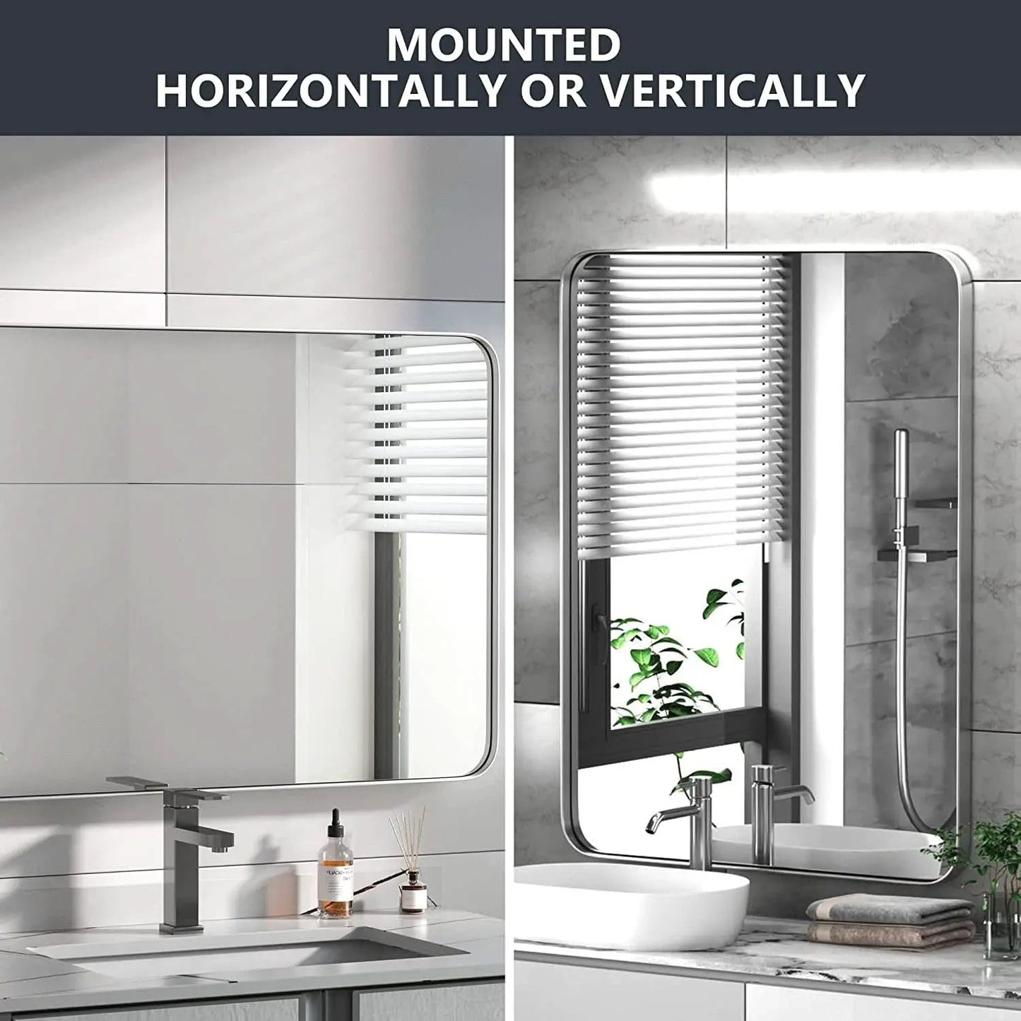 Brushed Silver Wall Mounted Bathroom Mirror 30x40 Inches from PriceLows™