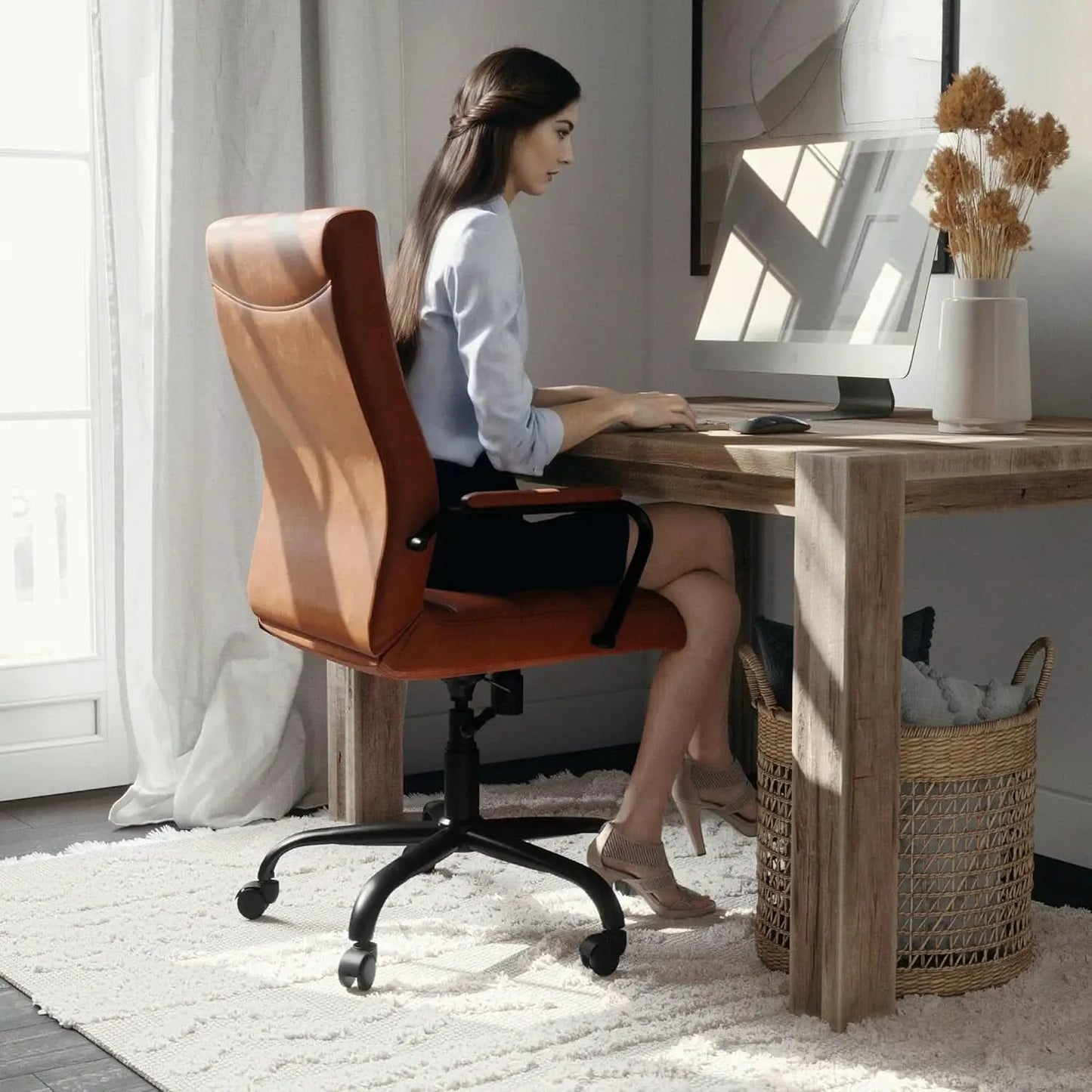 Whitney High Back Leathersoft Desk Chair Adjustable Height from PriceLows™