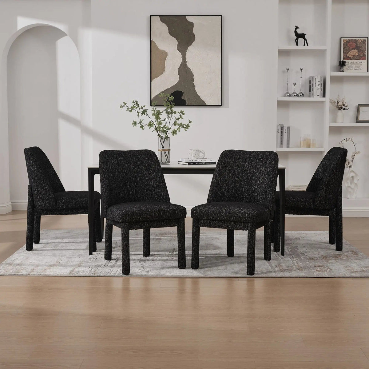 Wide Minimalist Dining Chair Chair Set | Chair Set | Rubberwood & Fabric | Dining Room
