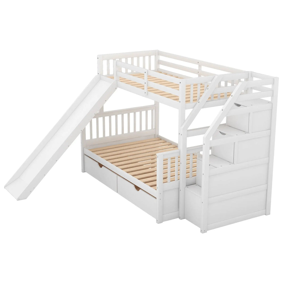 Bunk Bed | Storage Staircase | Slide | Desk With Drawers