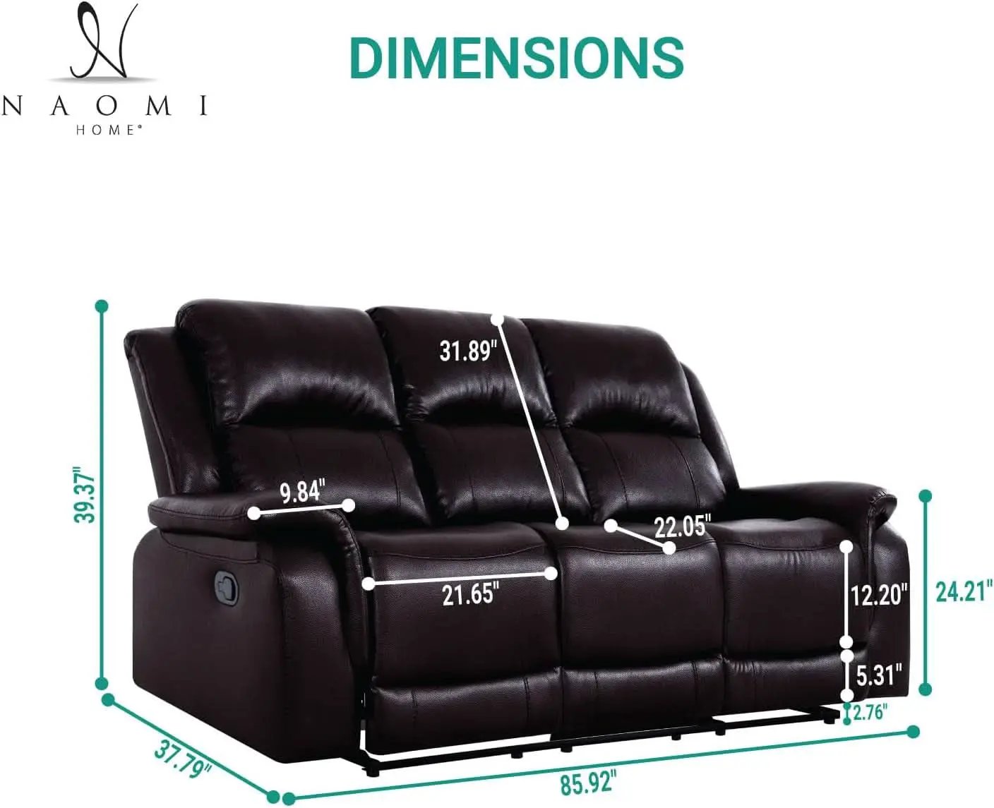 Espresso Leather Sofa Set With Manual Recliner For Living Room from PriceLows™