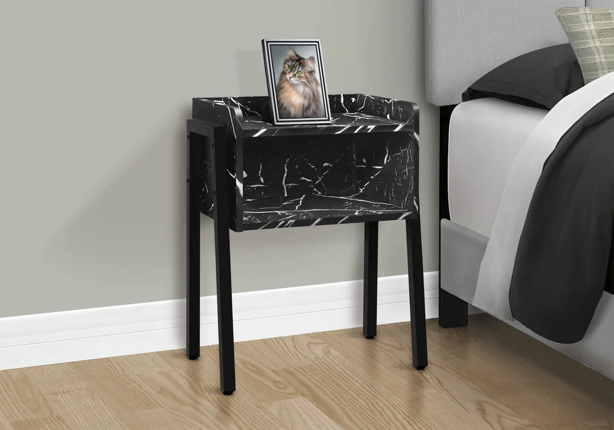 2-Tier Accent Side Table | Rectangular Top | Storage Cubby | Contemporary Design