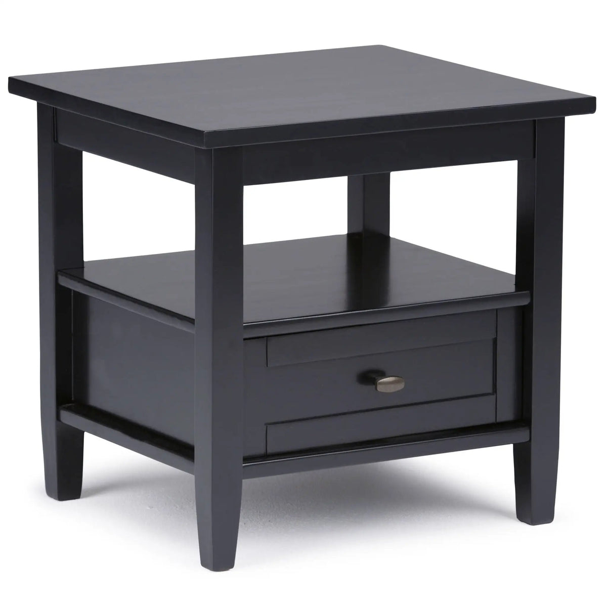 Warm Shaker Solid Wood Table | Bottom Drawer | Open Shelf Storage