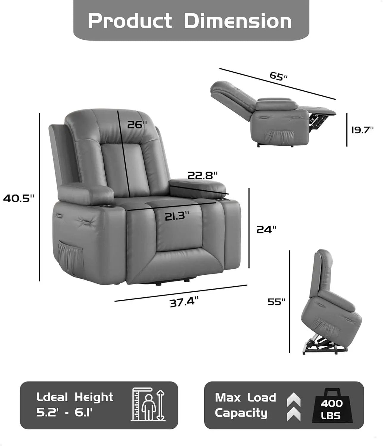 Power Lift Recliner Chair With Heat And Massage For Seniors