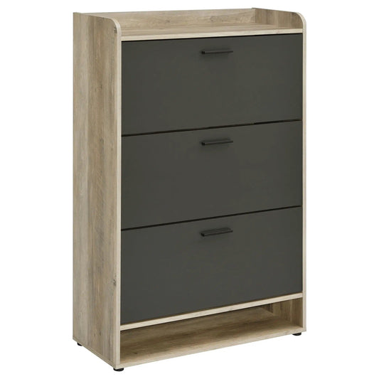 Denia 3-tier Engineered Wood Shoe Cabinet | 31.5 x 11.5 x 49.75 in | Engineered Wood & Veneer | Grey