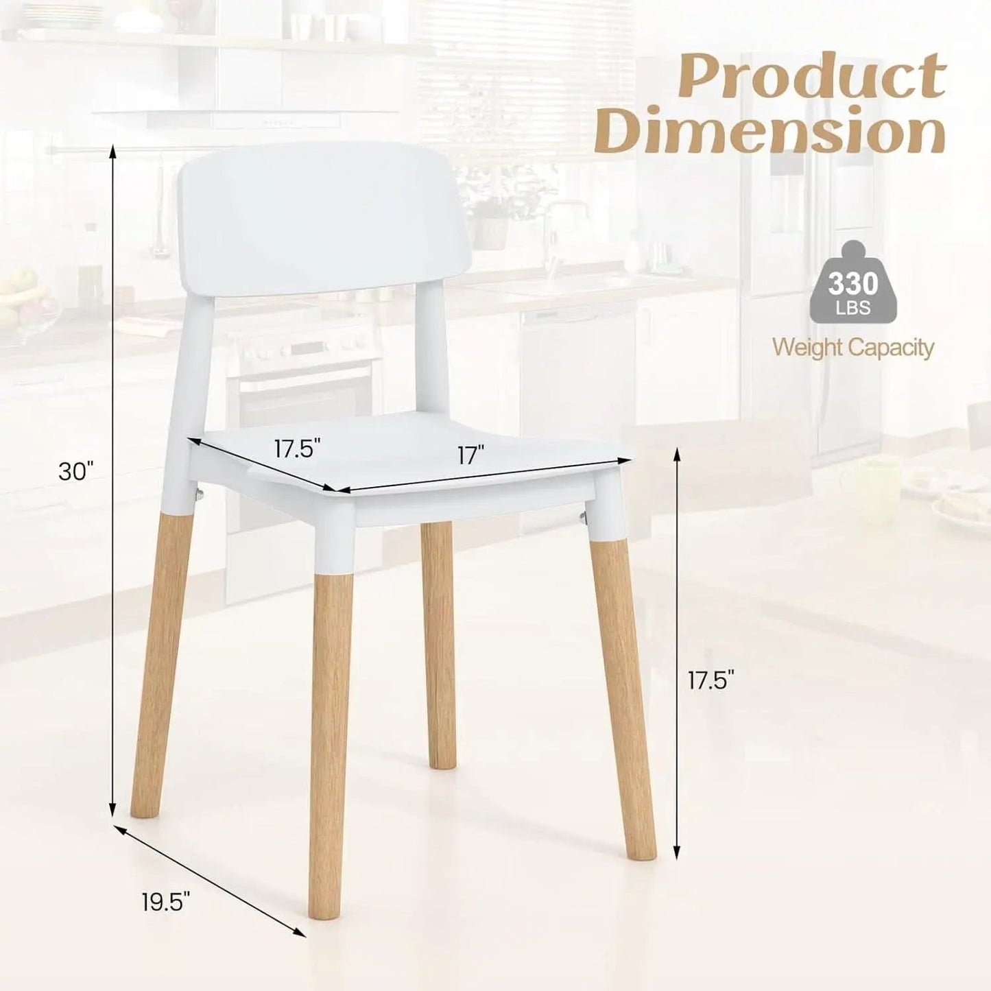 White Wooden Dining Chairs Set of 4 With Ergonomic Backrest from PriceLows™