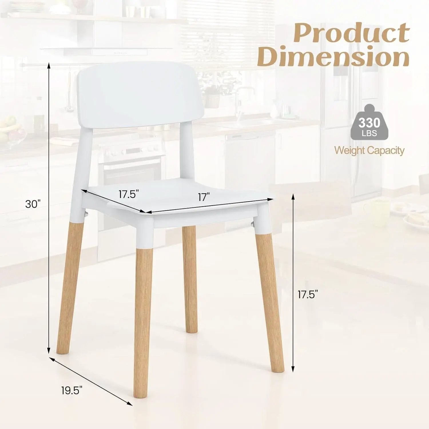White Wooden Dining Chairs Set of 4 With Ergonomic Backrest from PriceLows™