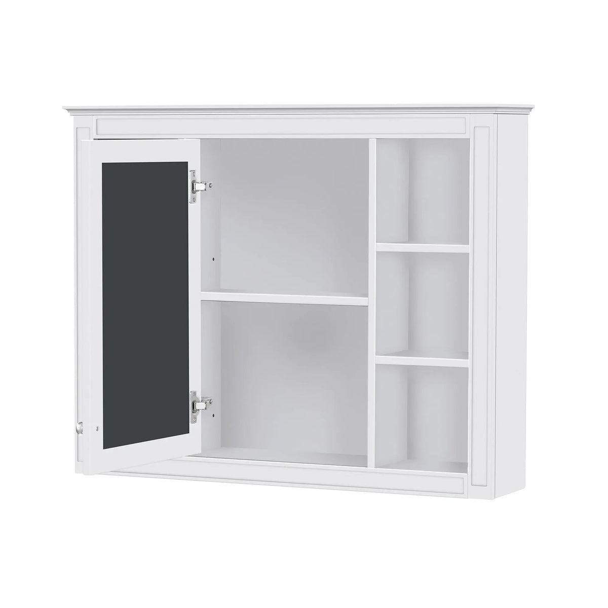 Wall Mounted Medicine Cabinet | Adjustable Interior | 6 Open Shelves