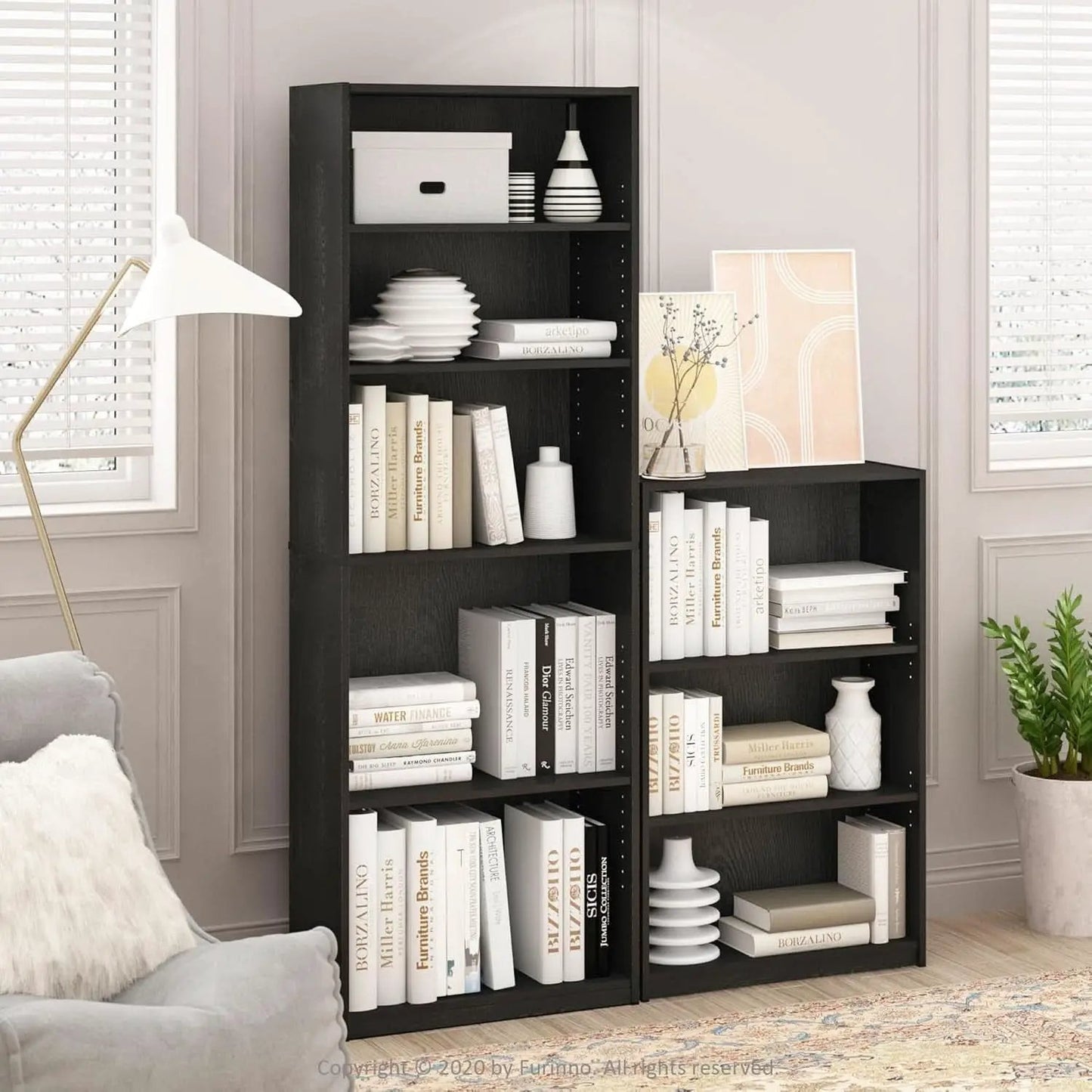 Jaya Simply Home 5 Shelf Bookcase 5 Tier Black With Adjustable Shelves from PriceLows™