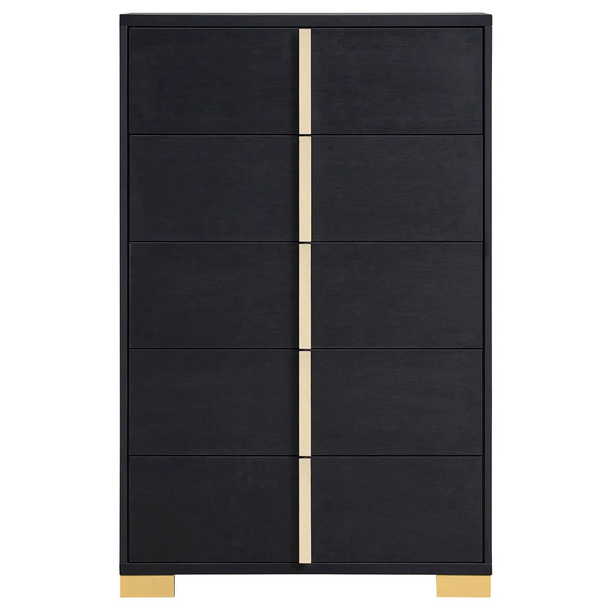 Marceline 5-drawer Bedroom Chest | 31.5 x 16.25 x 49.5 in | Engineered Wood & Metal | Black