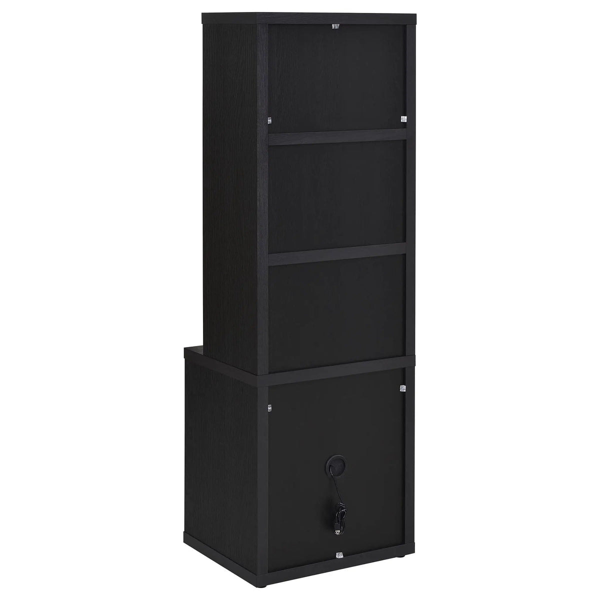 Westpark 3-shelf Bookcase USB and Lockable Drawer | 19.75 x 15.5 x 61.25 in | Engineered Wood & Veneer | Black