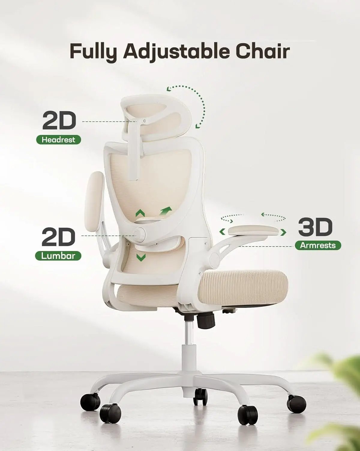 Ergonomic Office Chair White Mesh Back And Adjustable Lumbar from PriceLows™