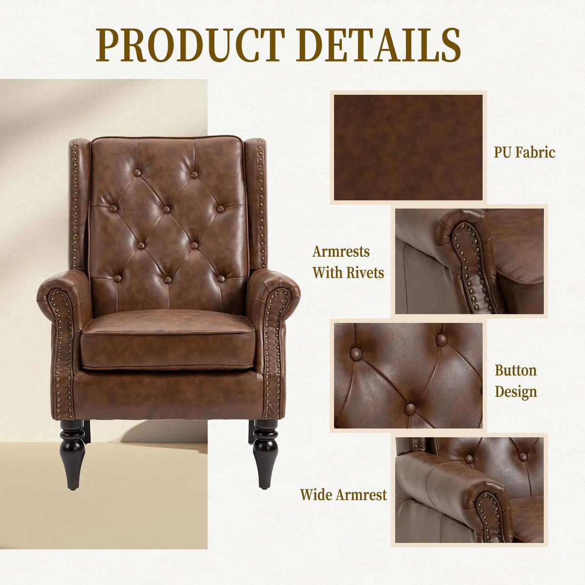 Modern Accent Armchair | Rubber Wood Legs | High Resilience Foam