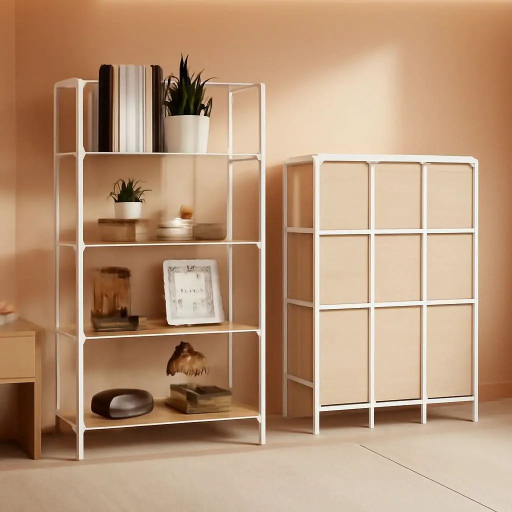 No Assembly Foldable Bookshelf 4 Tier White Bookcase from PriceLows™