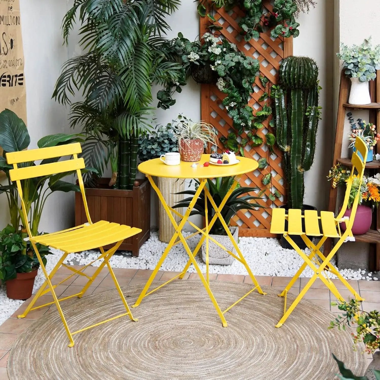 Weather-Resistant 3-Piece Folding Bistro Set for Outdoors from PriceLows™