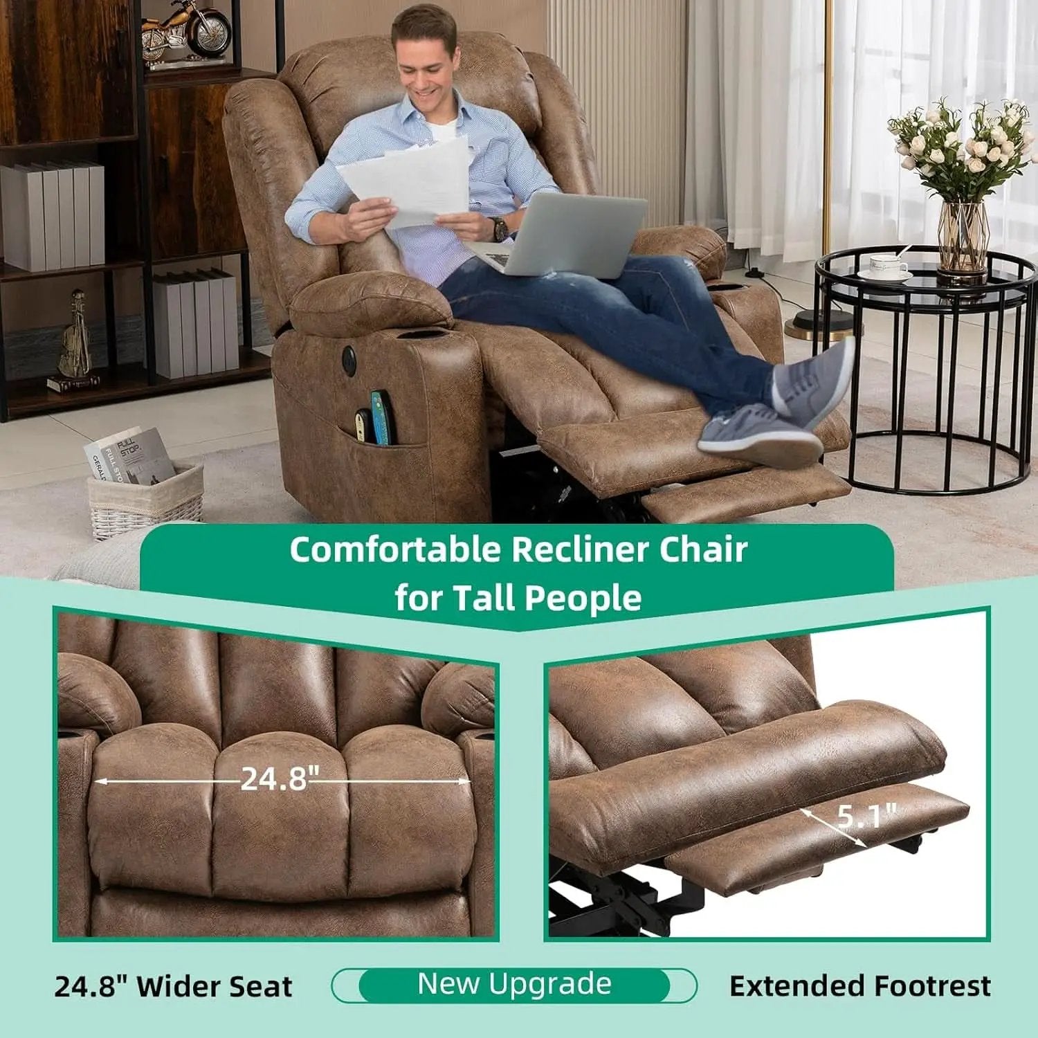 Tall Man Lift Recliner With Massage For Extended Comfort from PriceLows™