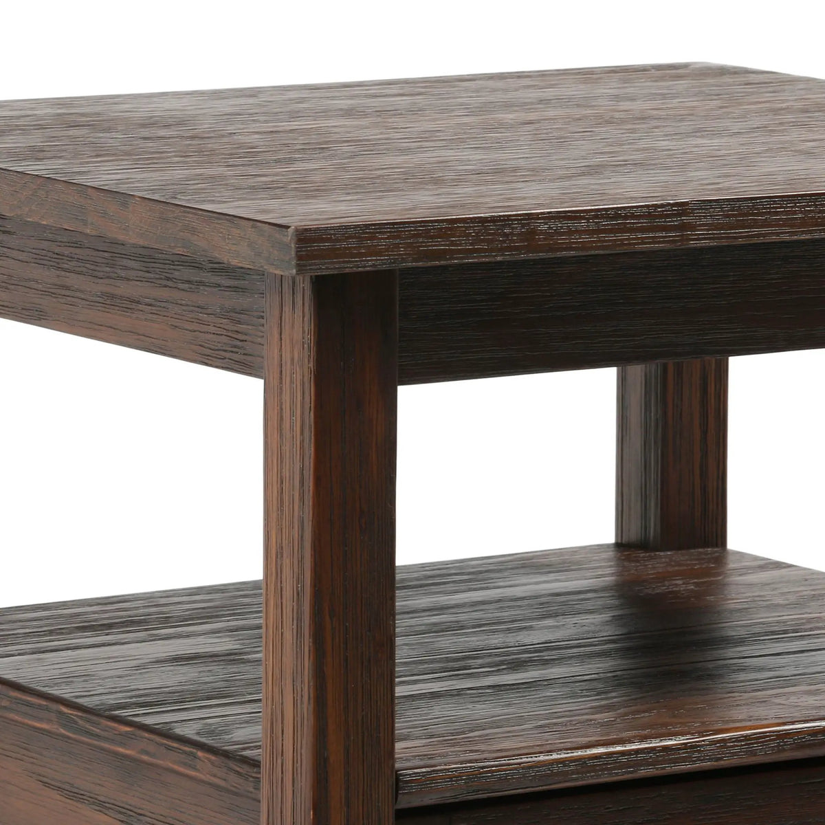 Warm Shaker Solid Wood Table | Bottom Drawer | Open Shelf Storage