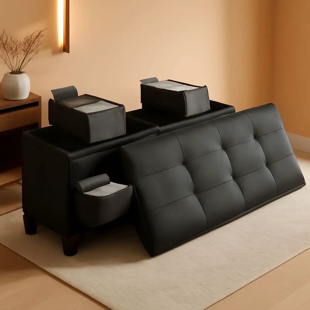 Black Forty ThreeInch Premium Multifunctional Storage Ottoman Bench from PriceLows™