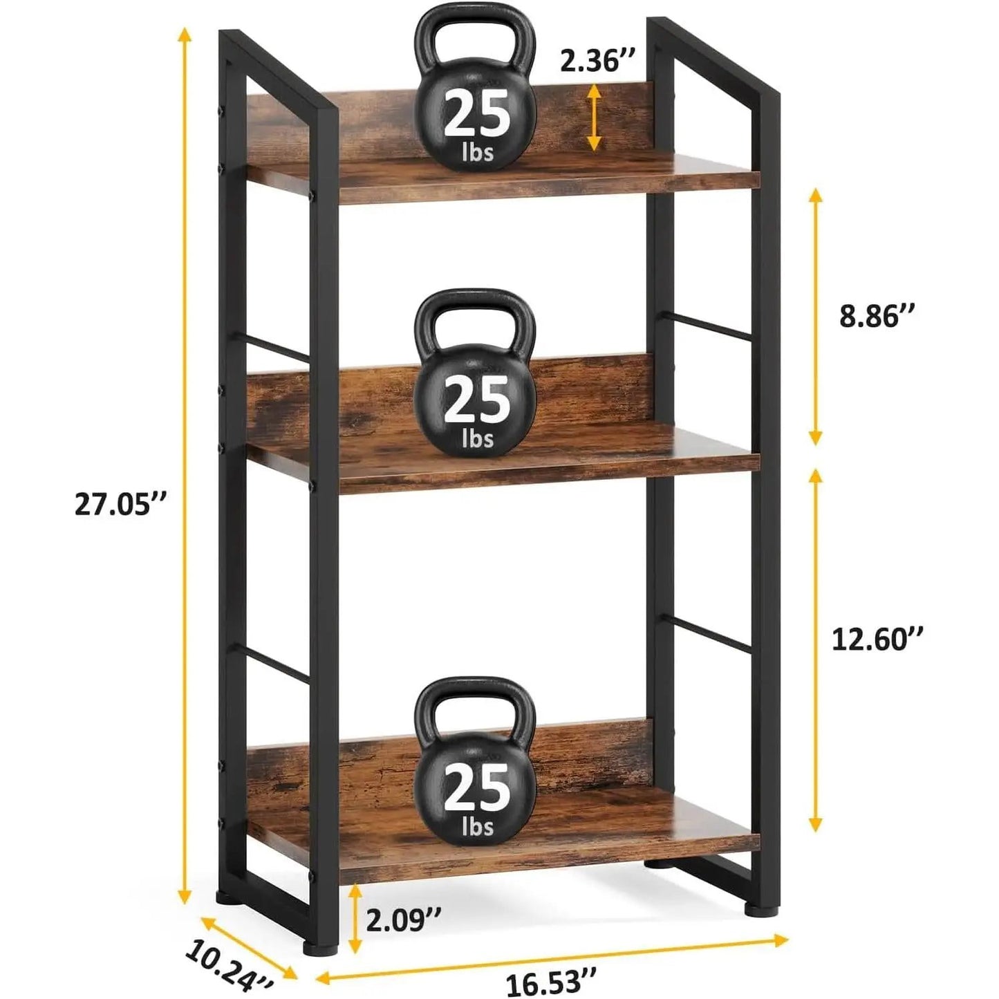 3 Tier Wooden Bookshelf With Edge Protection Vintage Brown from PriceLows™