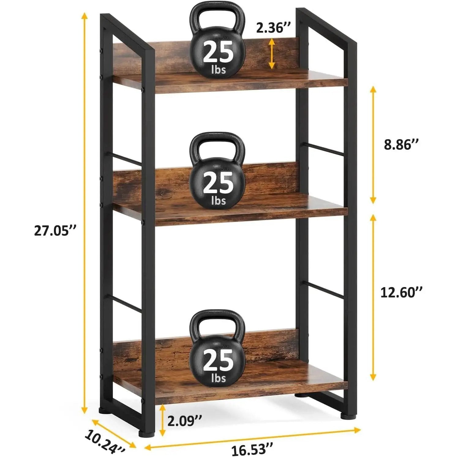 3 Tier Wooden Bookshelf With Edge Protection Vintage Brown from PriceLows™