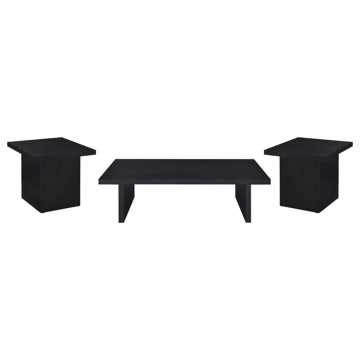 Max 3-piece Rectangular Coffee and End Table Set | 3-Piece Set | Engineered Wood & Veneer | Black