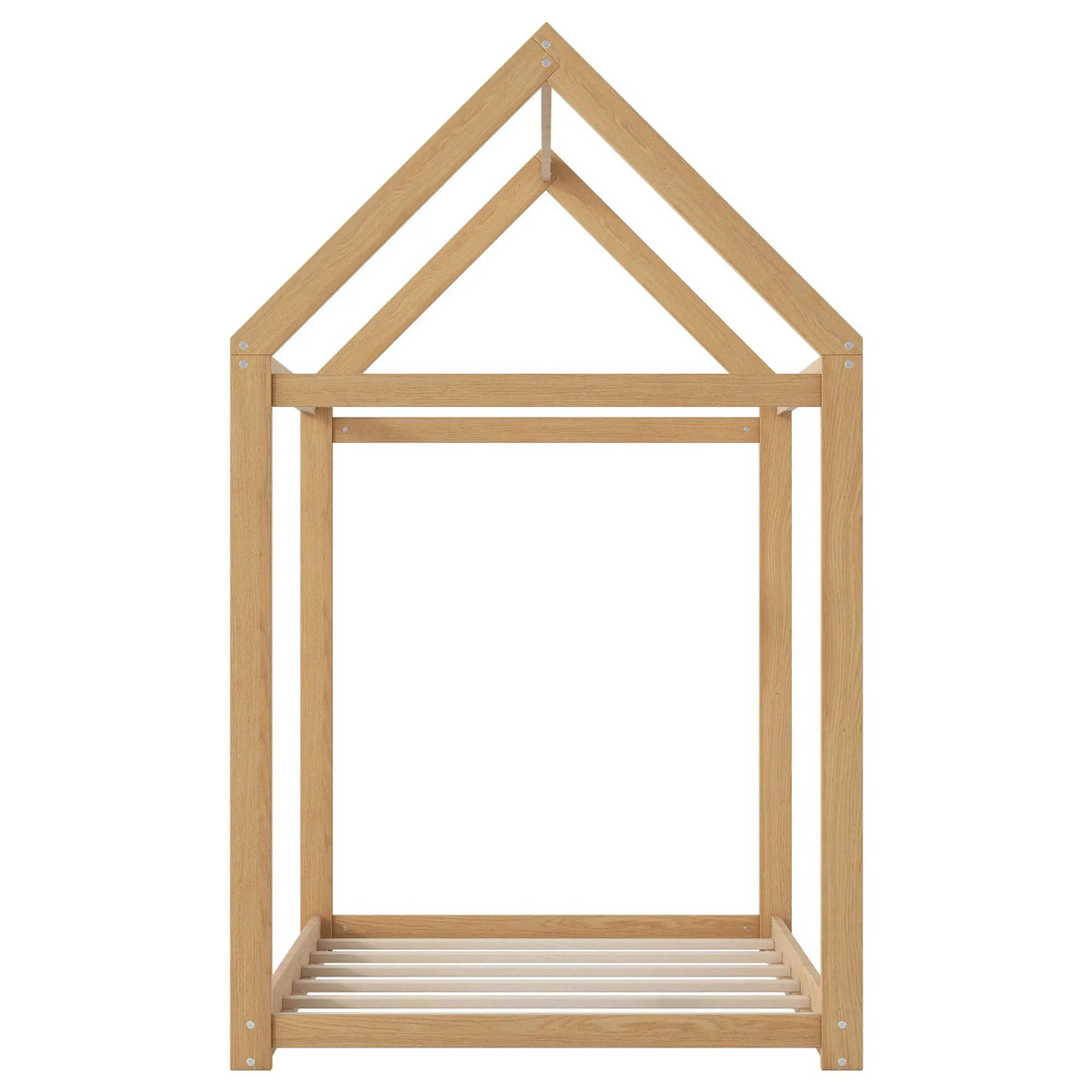 Wooden House Shaped Bed | Roof-Like Structure | Low Profile Design | 78.3 Inch Length