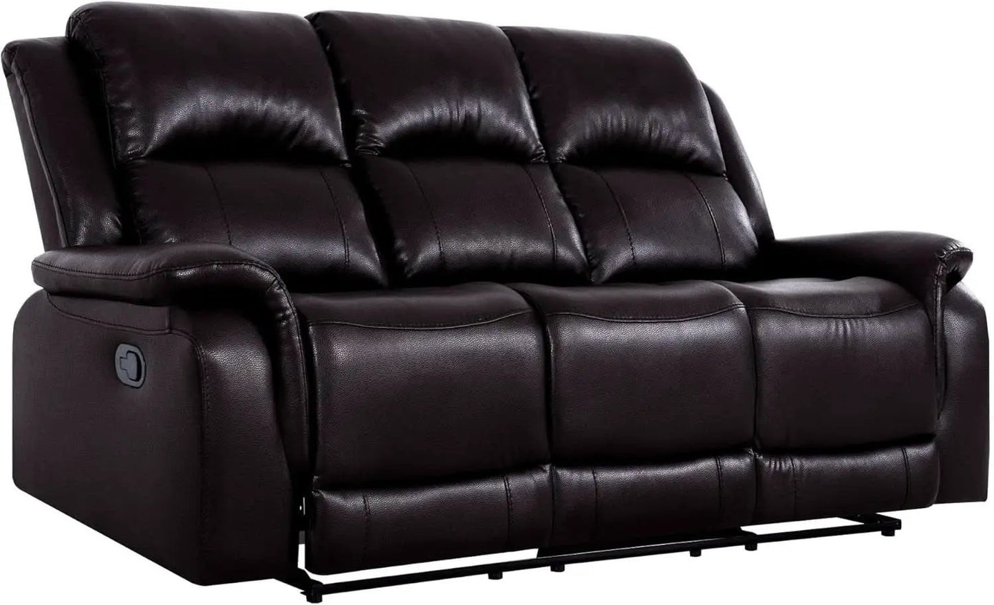 Espresso Leather Sofa Set With Manual Recliner For Living Room from PriceLows™