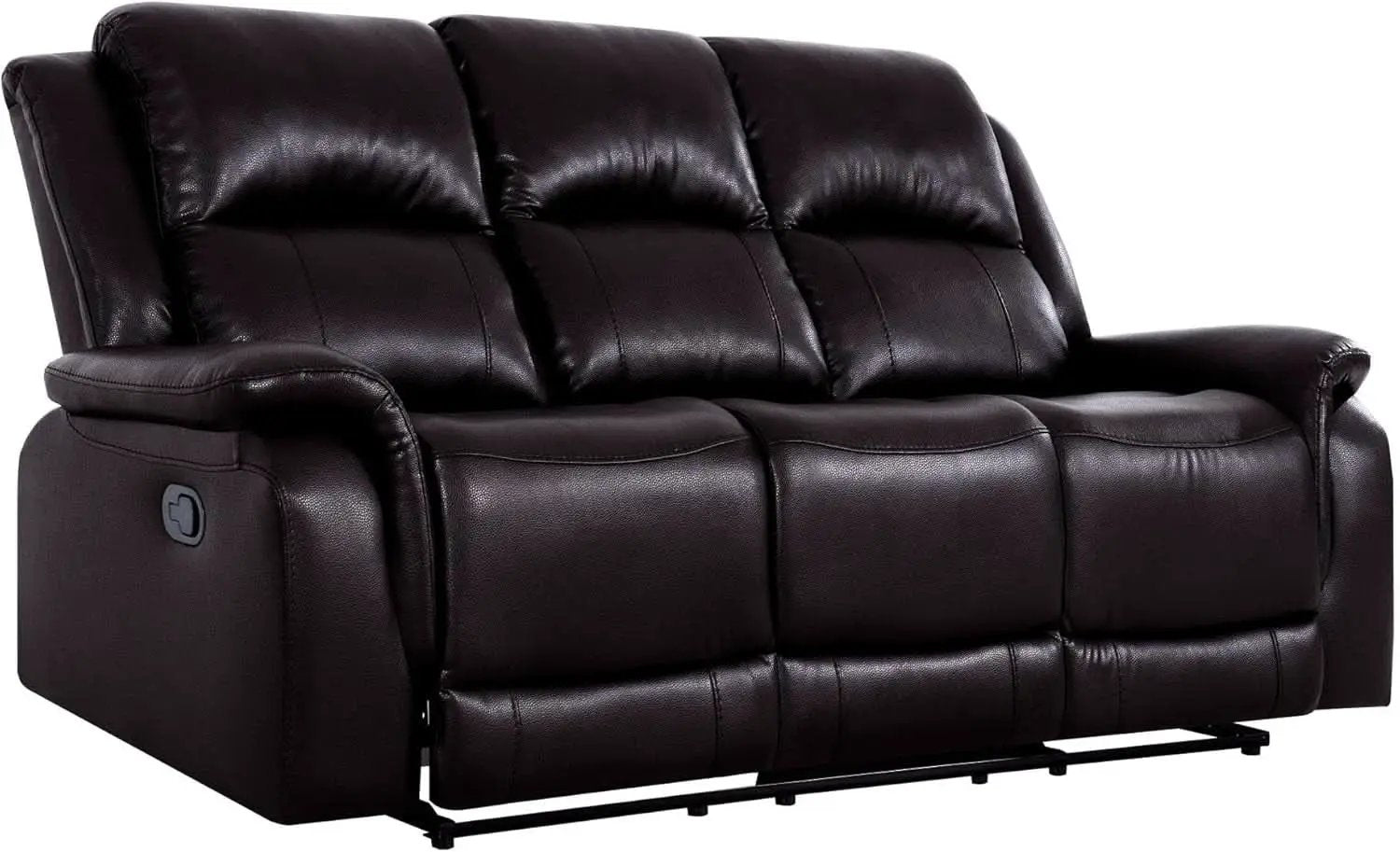 Espresso Leather Sofa Set With Manual Recliner For Living Room from PriceLows™