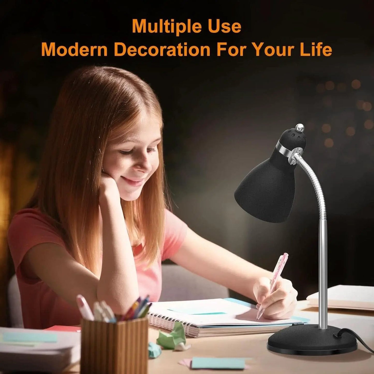 Matte Black Desk Lamp With Flexible Goose Neck Light from PriceLows™