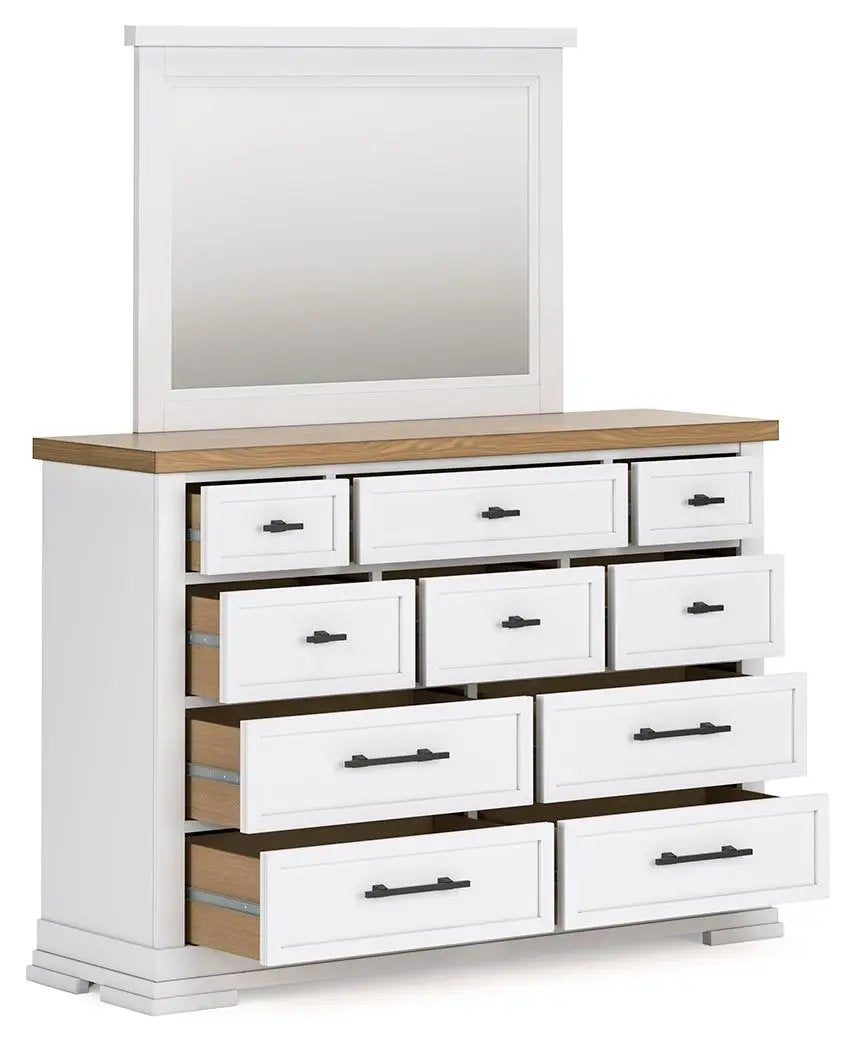 Dresser With Mirror | White Oak Top | Black Hardware | Modern Farmhouse