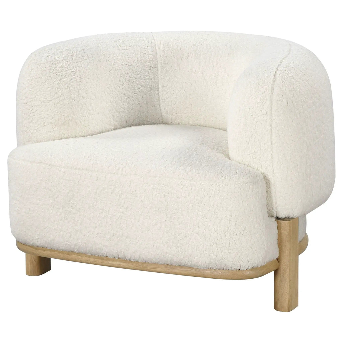 Lawler Upholstered Barrel Back Accent Chair Ivory and | 38 x 32.75 x 28 in | Living Room Furniture | Natural