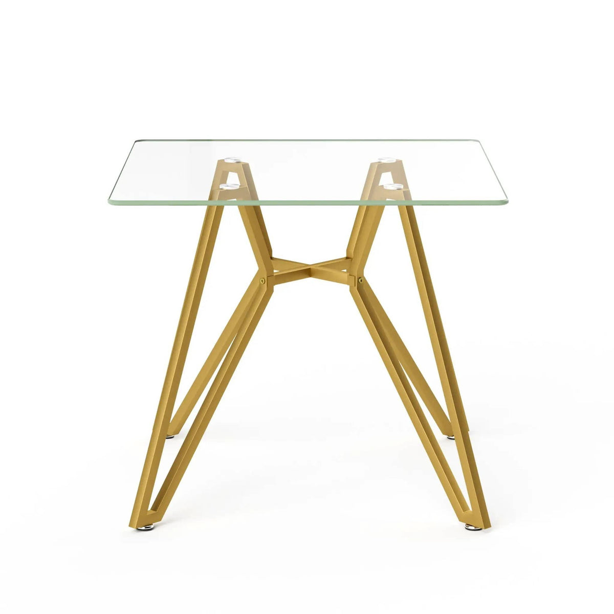 Modern Glass Dining Table With Metal Legs | 2 Pieces | Tempered Glass & Metal | Dining Room