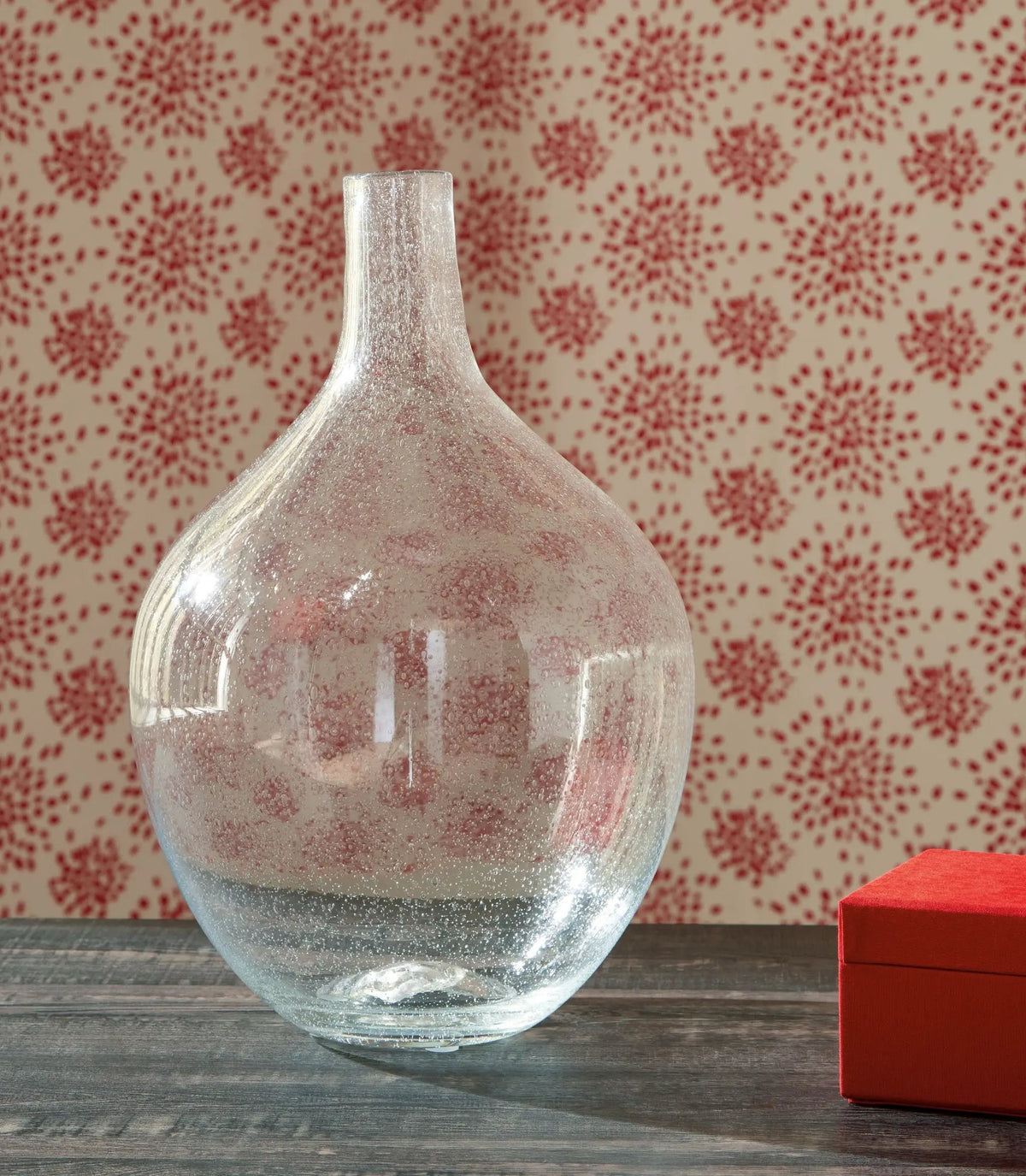 Kurthorne Clear Seeded Glass Vase | Weathered Beauty | Casual Charm | 9 Inch Height
