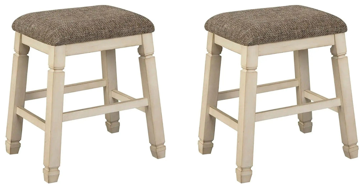 Bolanburg Upholstered Stool (Set of 2) | 20.75 x 16.63 x 23.5 in | Solid Wood & Polyester | Beige