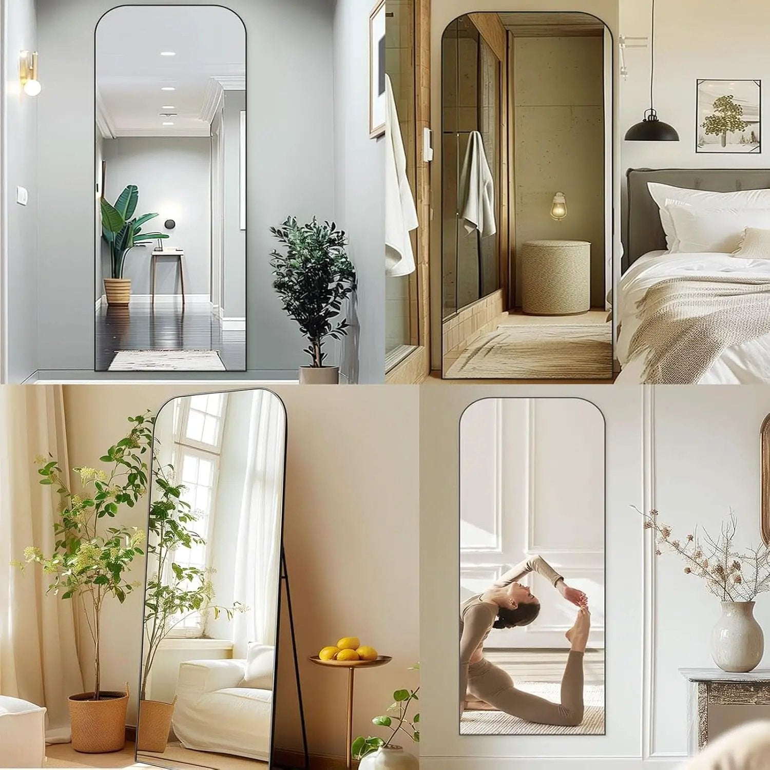 71 Inch Black Oversized Full Length Arch Floor Mirror from PriceLows™