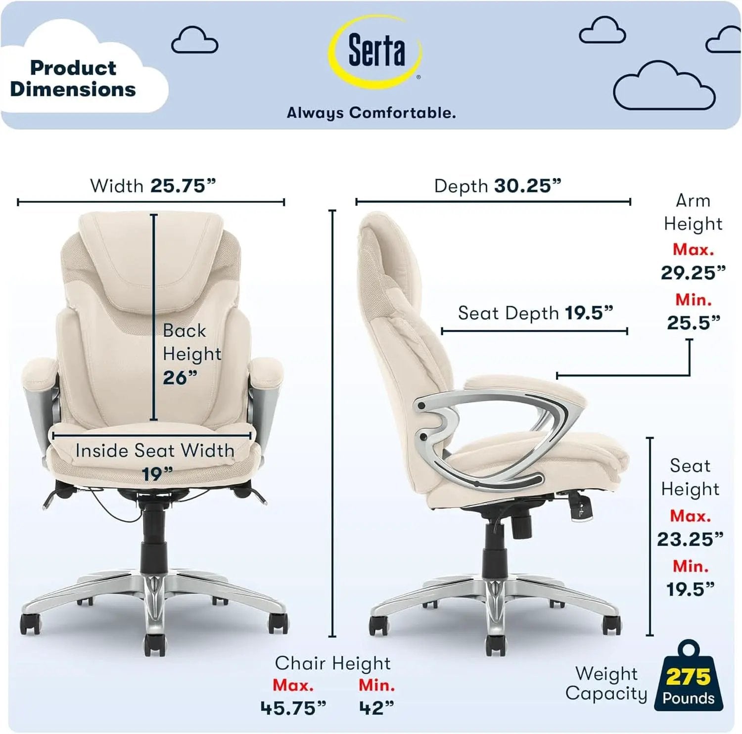 Executive Office Chair With AIR Lumbar Support Cream White from PriceLows™
