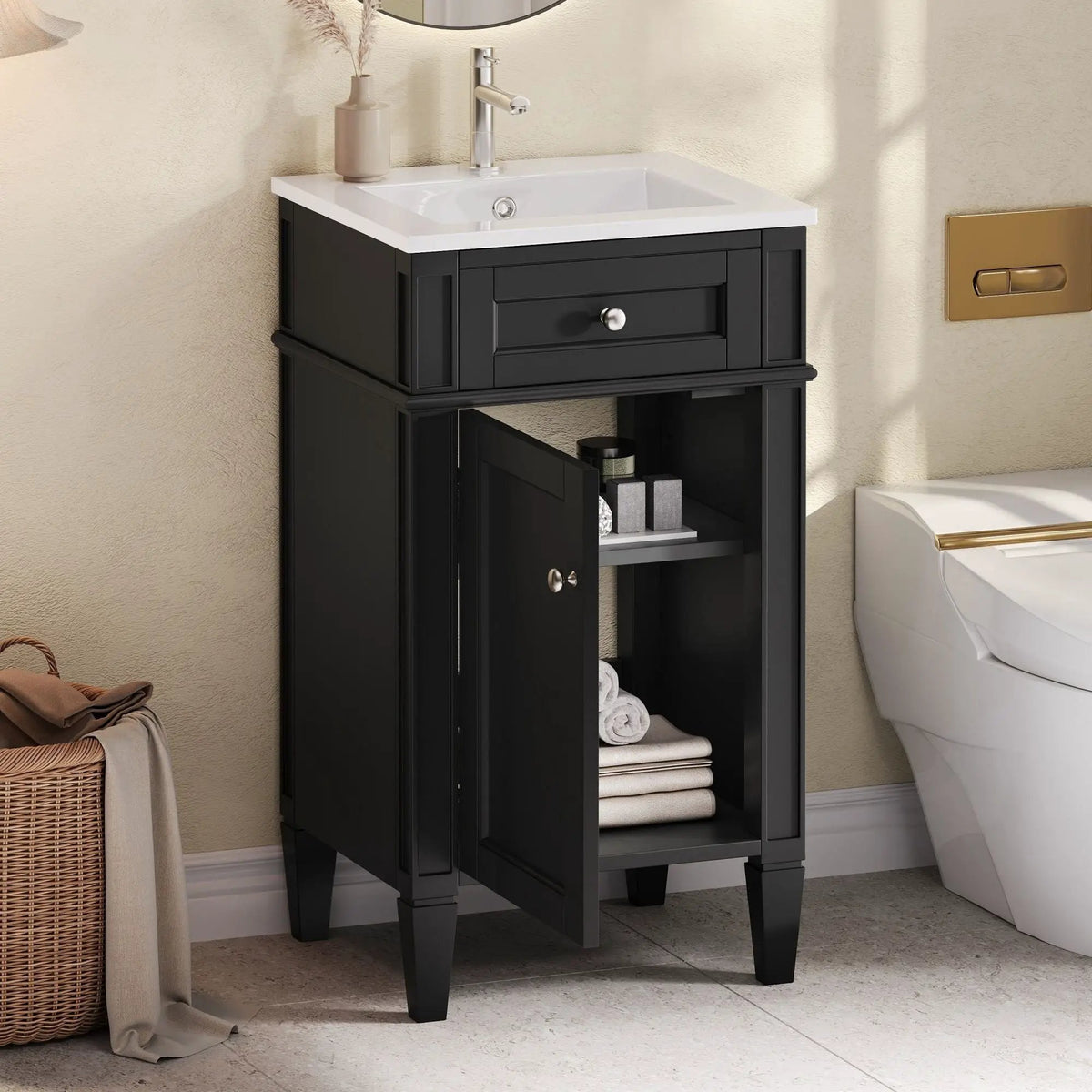 French Style Bathroom Vanity | Rectangular Design | Soft-Closing Door | Adjustable Shelf