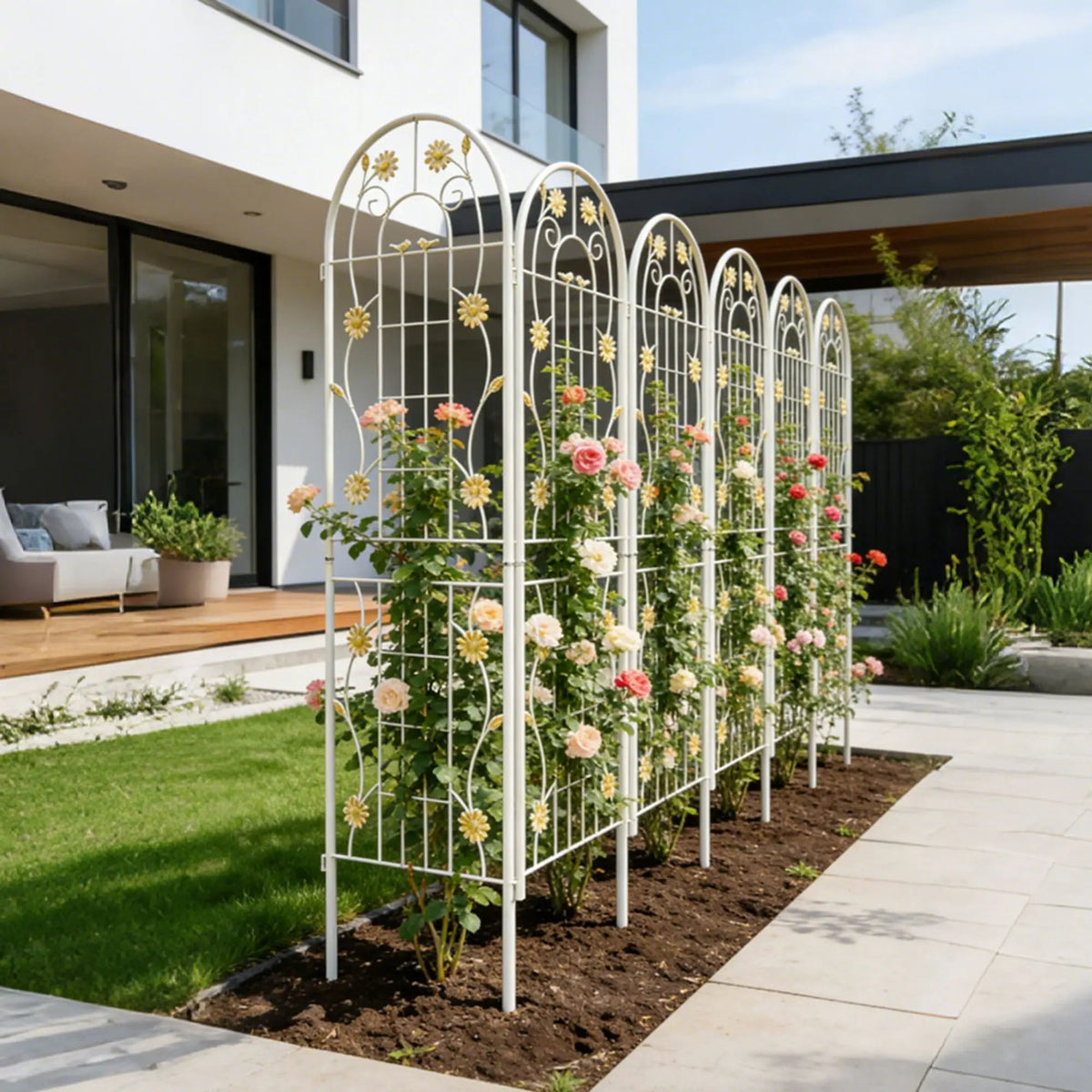 Metal Garden Trellis | Galvanized Steel | Powder Coated | 4 Piece Set