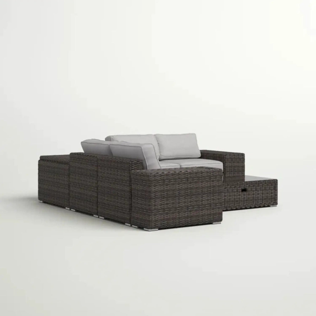Patio Rattan Sectional Set | Half-Round HDPE Wicker | Rustproof Aluminum Frame | Fully Assembled