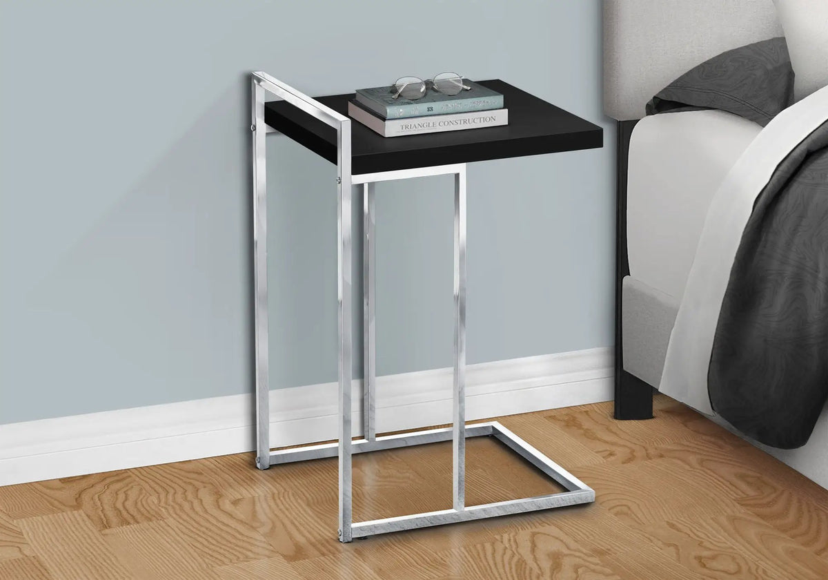 C-Shaped Accent Table | Sturdy Metal Base | Thick Rectangular Top | Portable And Lightweight