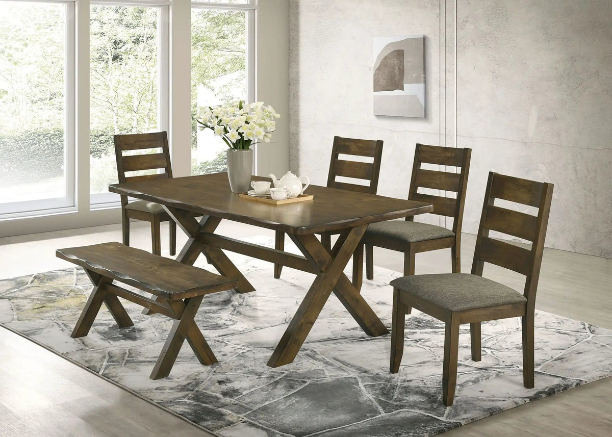 Alston 47-inch Solid Wood Dining Bench Knotty Nutmeg | 47.25 x 14.5 x 18 in | Solid Wood & Rubberwood | Dining Room
