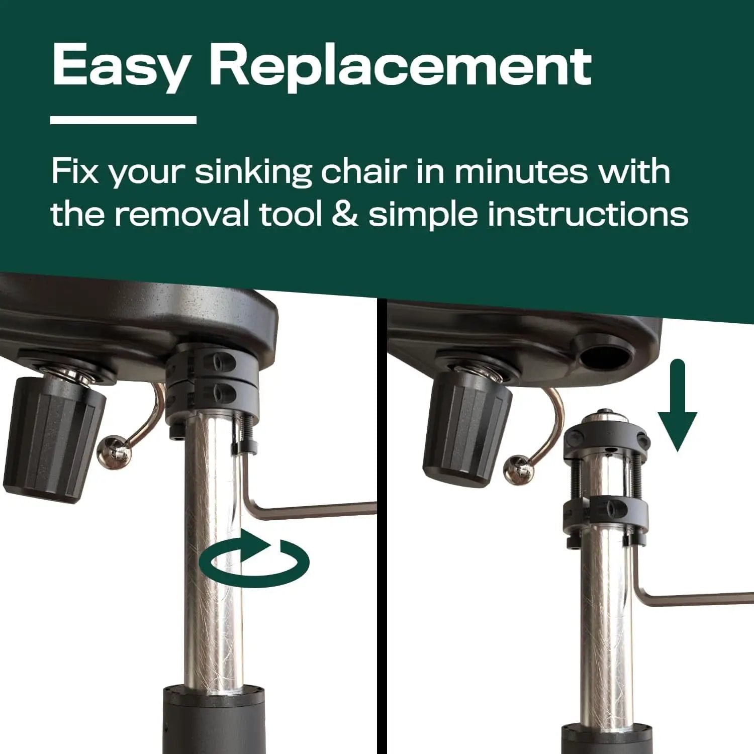 Office Chair Cylinder Replacement With Removal Tool Black from PriceLows™