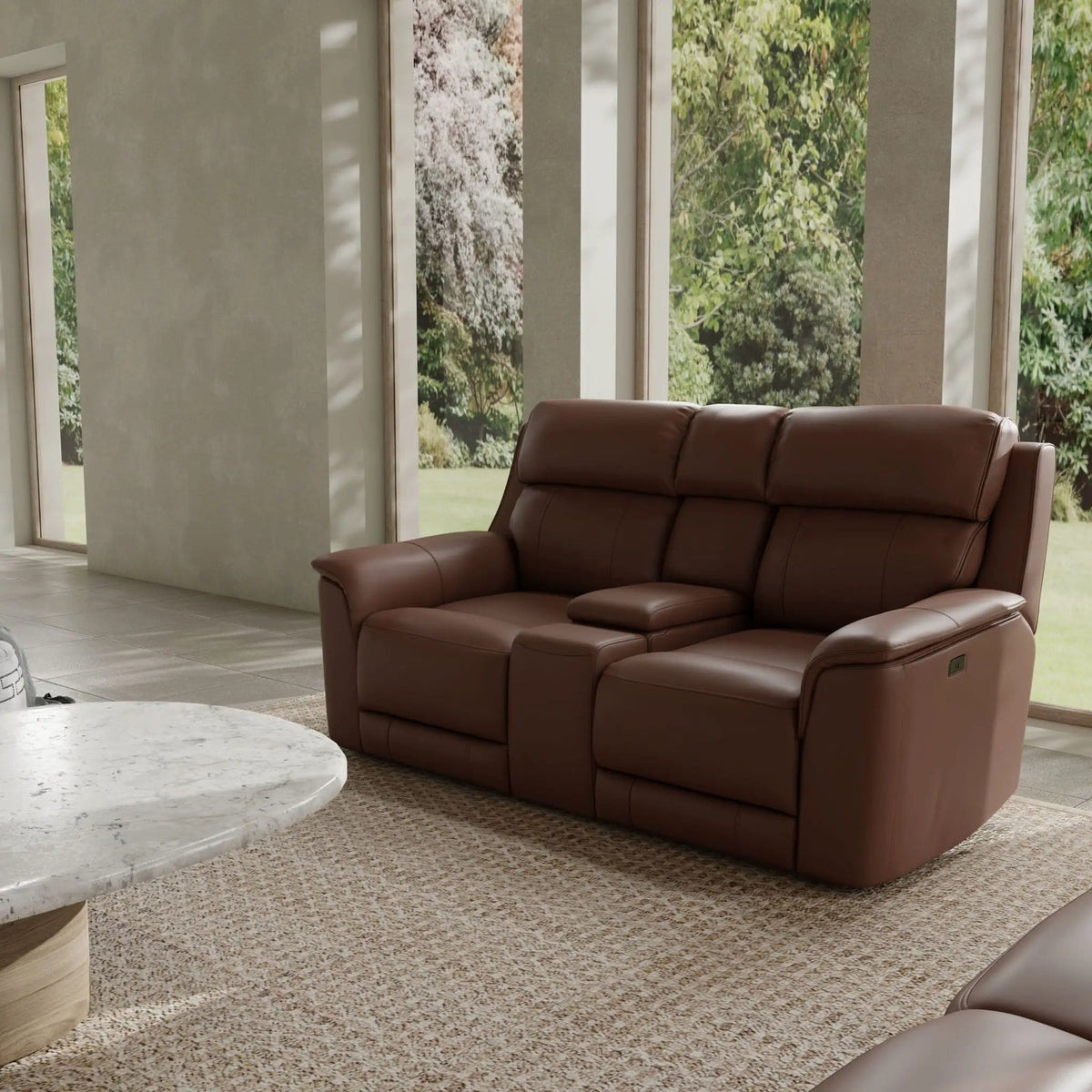 Oslo Dual Power Reclining Loveseat With Console | 2 Pieces | Living Room Furniture | Living Room