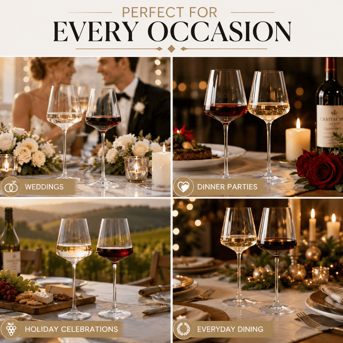Classica Stemmed Wine Glassware | 16 oz | Set of 2 | Entertaining